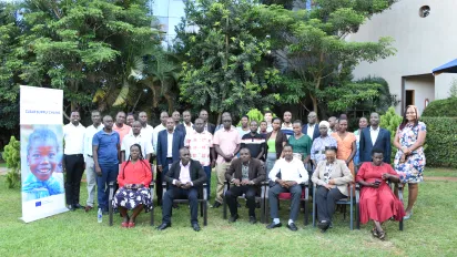 Officials of Kalungu and Masaka districts, representatives of Ministry of Agriculture and Labour, and NGOs participating at the ILO-FAO capacity building on child labour and OSH in Uganda’s coffee value chain, Masaka, Uganda.