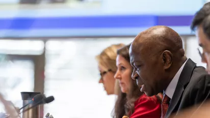 ILO Director General talking and 3 other member of ILO GB 